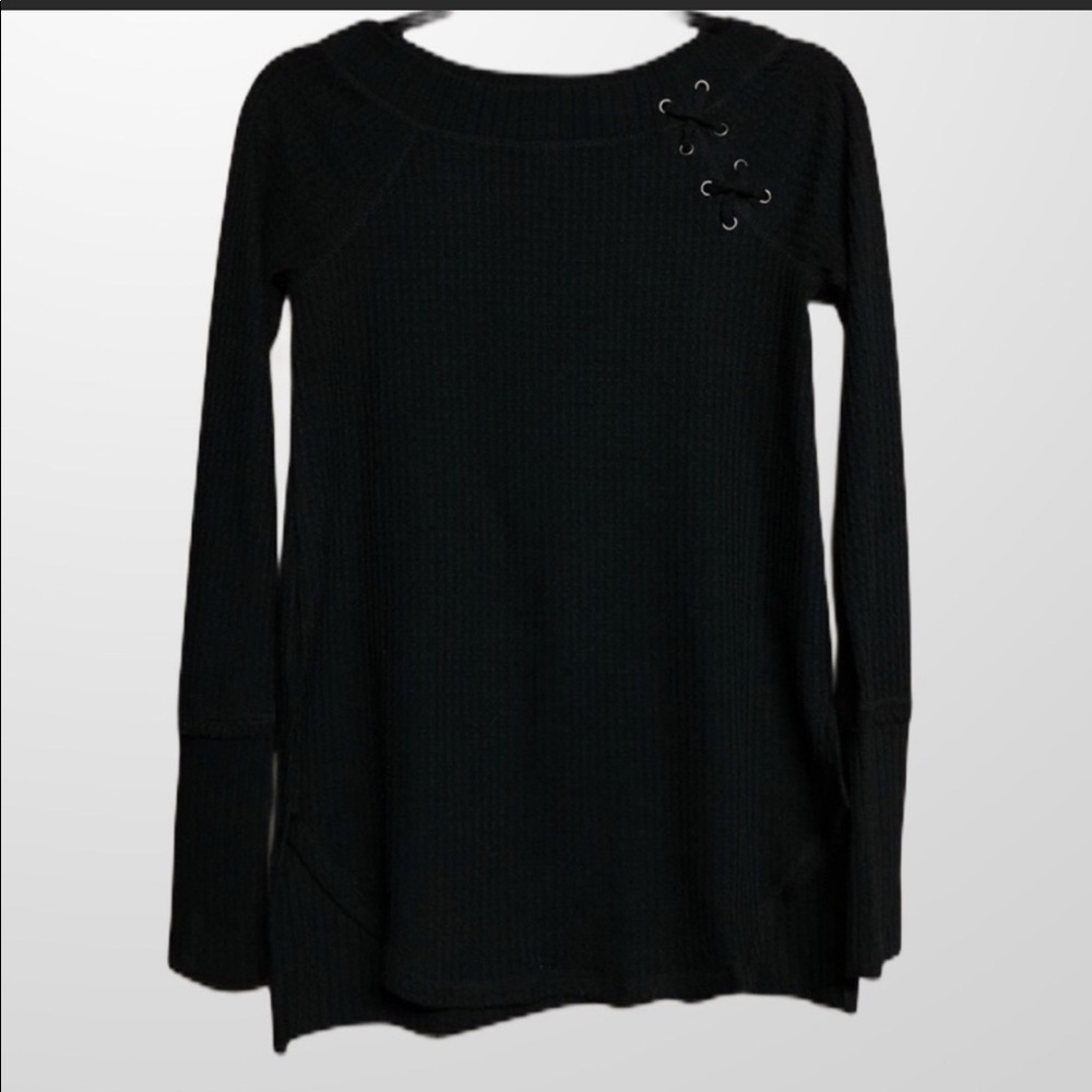Women's Maurices Black Waffle Long Sleeve Sz XS